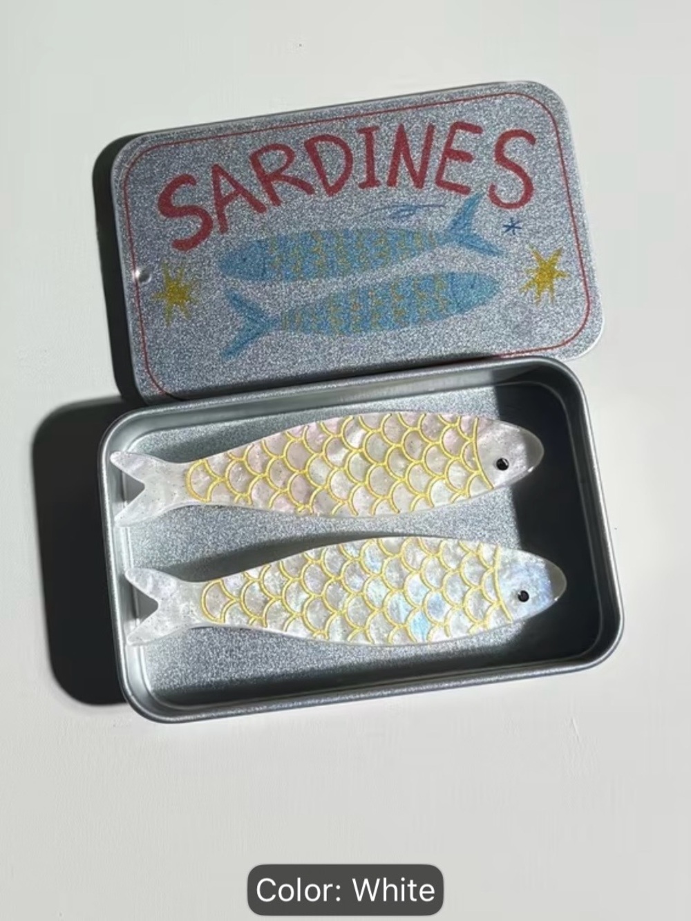 7/$70 2pcs Sardine Hair Clips Bonus Metal Storage Tin Box Hair Barrettes 🔖